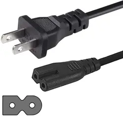 2 Prong 6Ft Polarized AC Universal Power Cord Compatible For  Vizio E-M-Series/Sharp/Emerson Smart LED TV/Sony PS1 PS2 (NEMA-1-1
