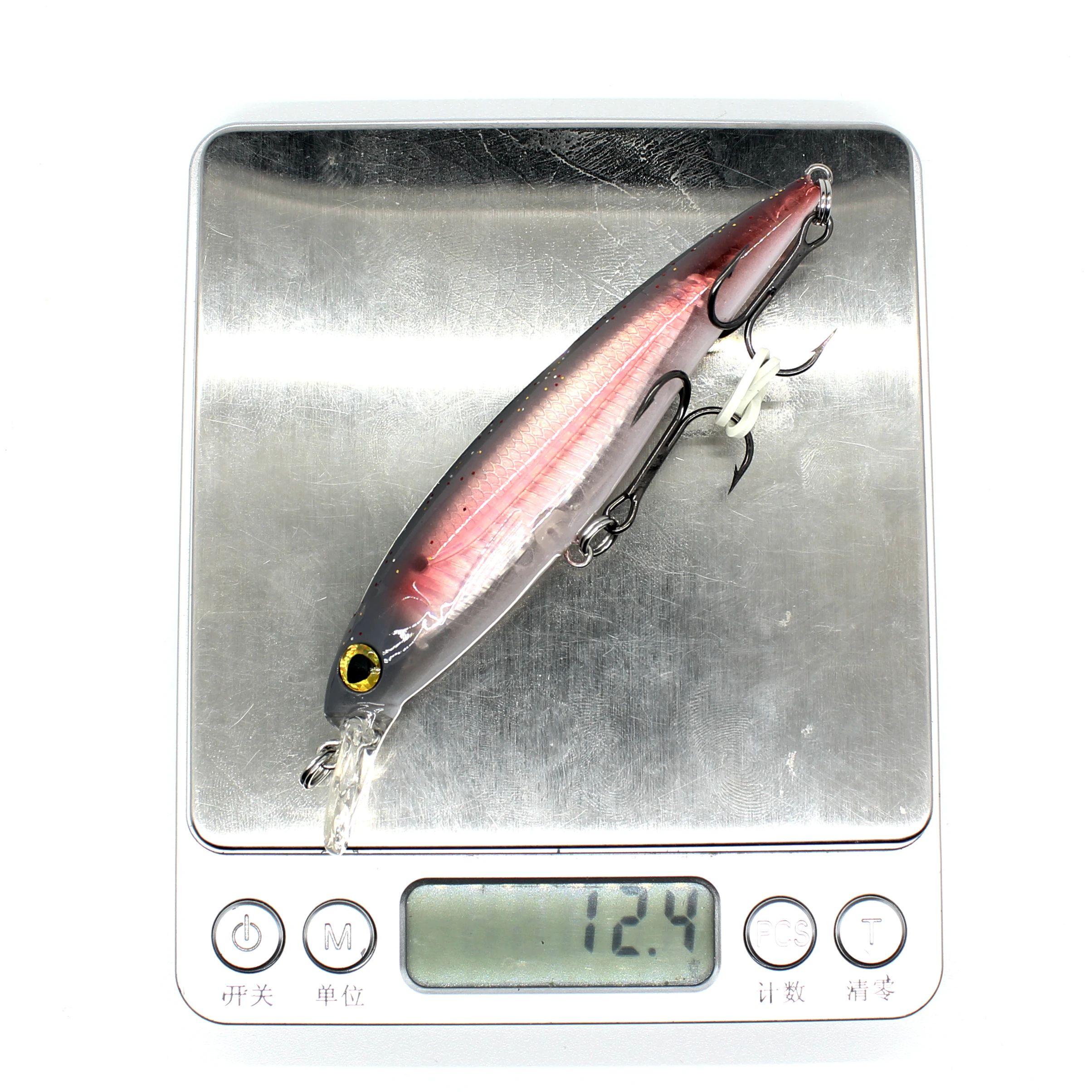 AOCLU-Sinking Minnow Hard Bait, VMC Hook,Wall Hologram, Moving Balls, Rattle Boat, Trout Killer, Deep Diving, 1.0m, 100mm, 12.4g