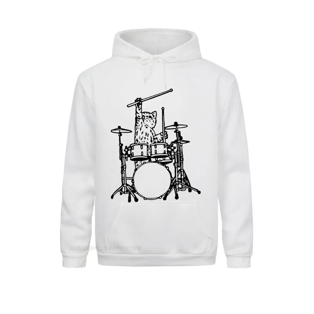 In My Head My Cat Always Play Drums Women Fu 2021 Popular Men Men Round Neck Long Sleeve Cotton Normal Harajuku Shirts