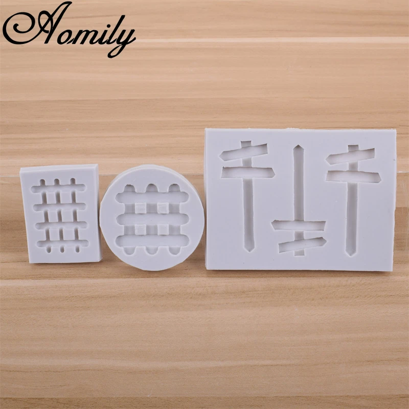 Aomily Street Sign Signage Ladder Fence Silicone Cake Mold Chocolate Bakeware Mold DIY Pastry Ice Block Soap Mould Baking Tools