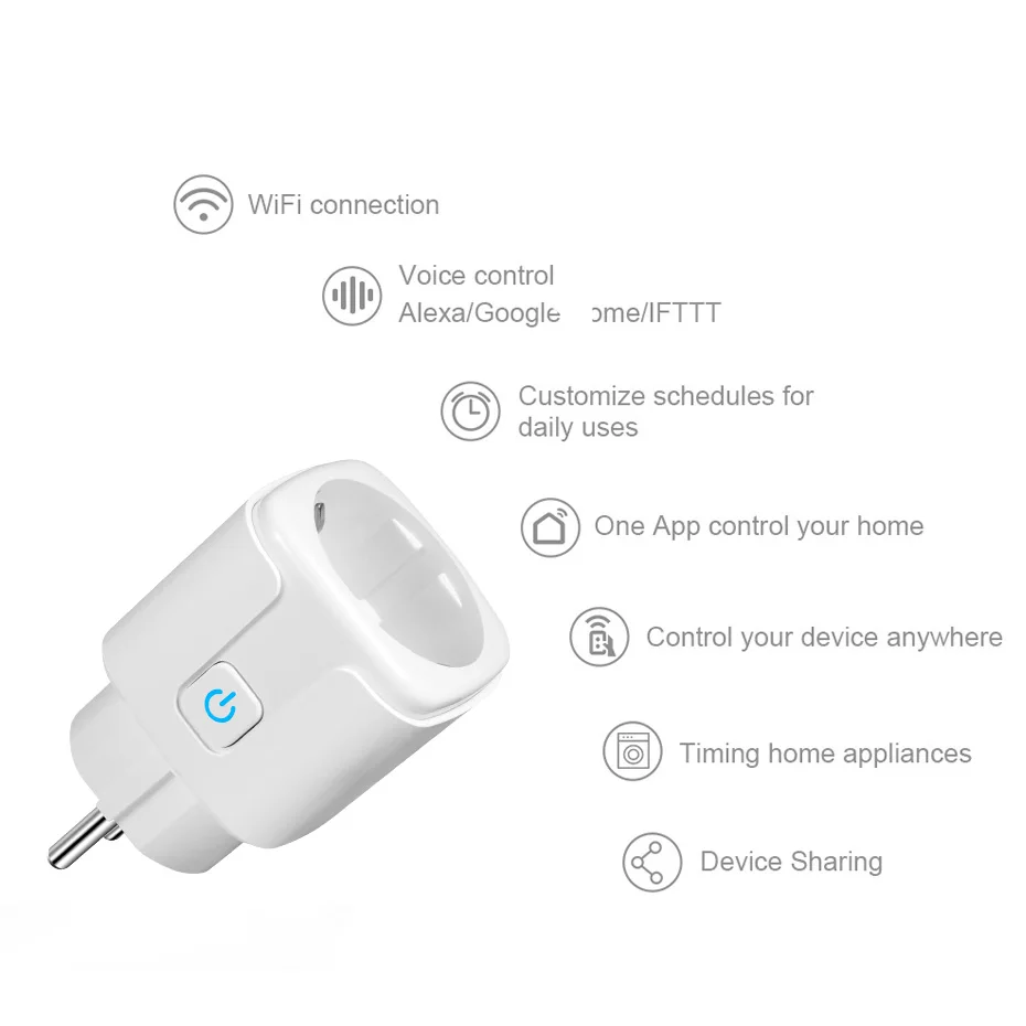 KERUI Smart Plug WiFi Socket EU 16A Power Monitor Timing Function Tuya SmartLife APP Control Works With Alexa Google Assistant