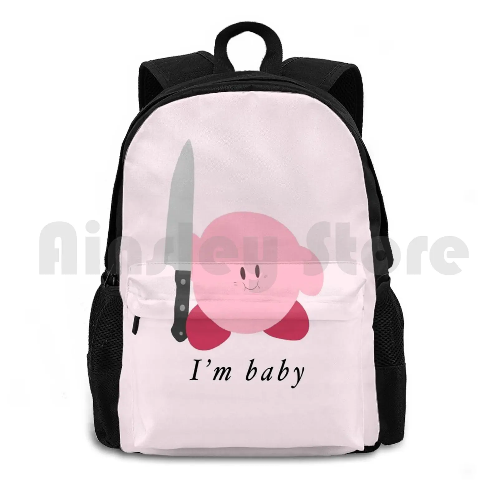

I'M Baby Outdoor Hiking Backpack Riding Climbing Sports Bag Anime Gaming Memes Im Baby Pink Kawaii