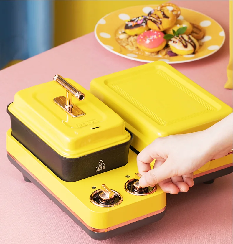 220V Non-stick Electric Waffle Maker 5 In 1 Cake Bake Baking Pan Home Electric Frying Pan Multi Cooker Donut Maker With 4 Plates