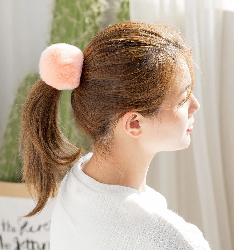 Soft Hairball Hair Bands Accessories Cute Plush Rabbit Elastic Hair Ties Sweet Bunny Hair Clip Headwear Gift For Women Girl Kids