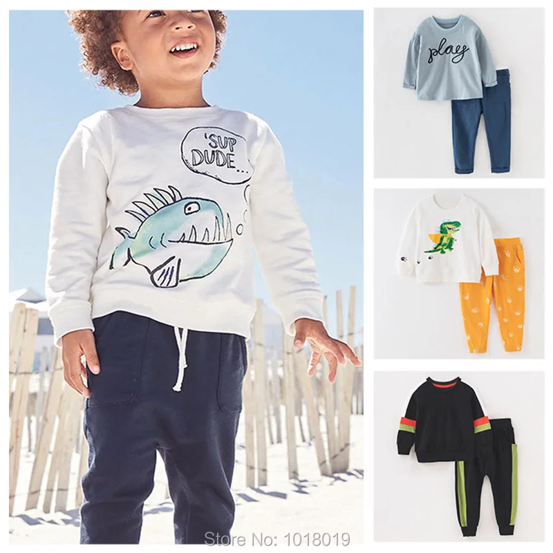 New 2023 Baby Boys Clothes Sets 1-7Y Kids Brand 100% Cotton Long Sleeve T-shirts Pants 2pc Children Suits Outfits Bebe Boys Sets