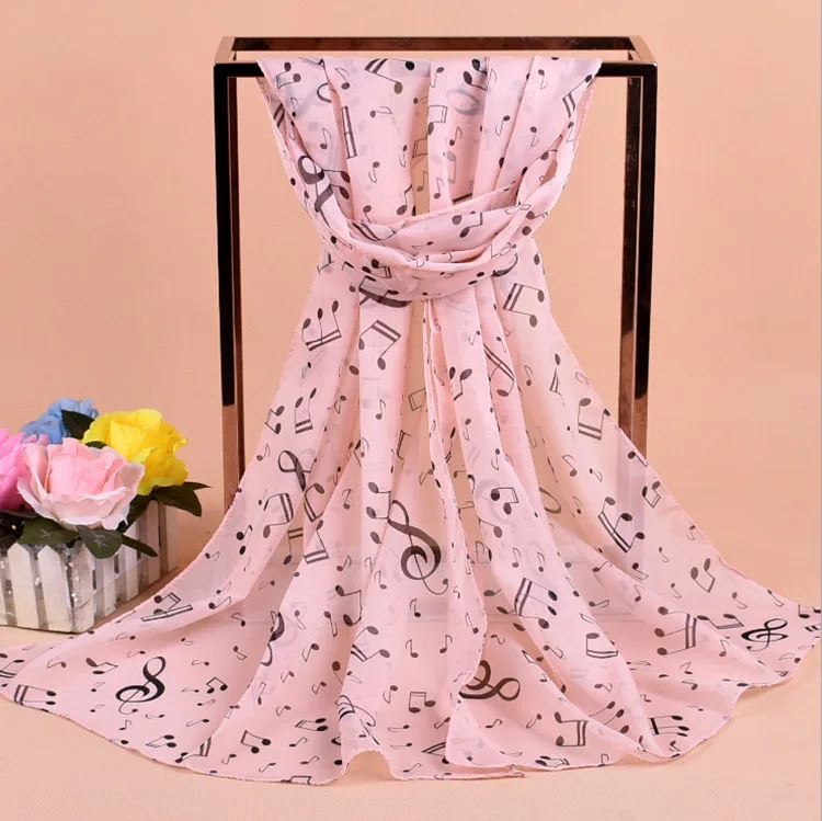 1PC Women Lady Musical Note Chiffon Neck Scarf Shawl Muffler Scarves High Quality Fabulous Elastic Beautiful Scarves