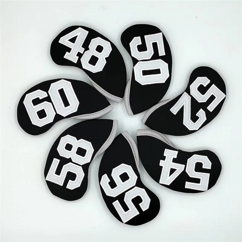 

New BLACK Golf Wedges Covers 7pcs/lot Golf Sand Wedge Head Covers Loft 48 50 52 54 56 58 60degree