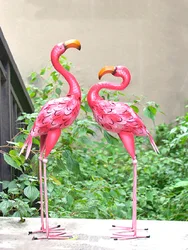 Yard Garden Accessories Metal Flamingo Ornaments Simulated Animal Garden Landscape Decoration Large Garden Statue Bird Figurine