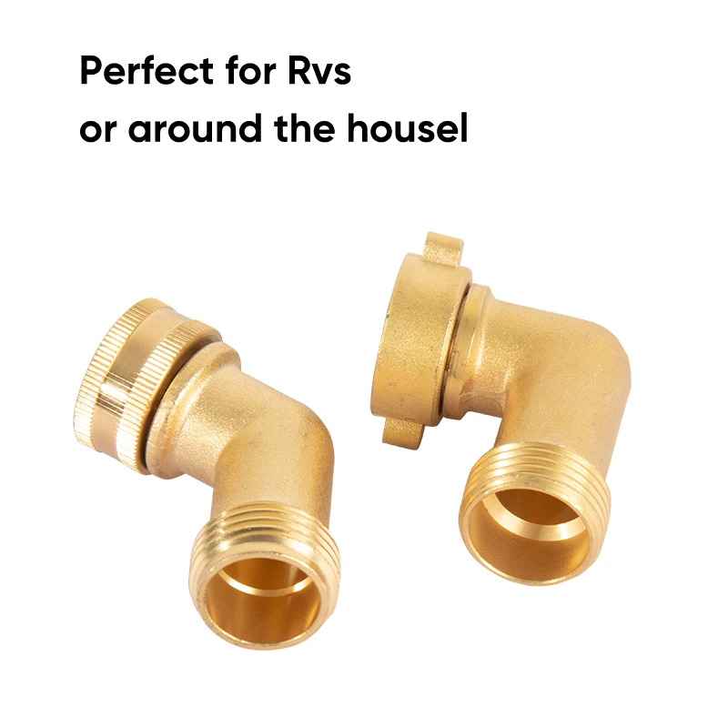 90 Degree Hose Elbow- Eliminates Stress and Strain On RV Water Intake Hose Fittings, Solid Brass