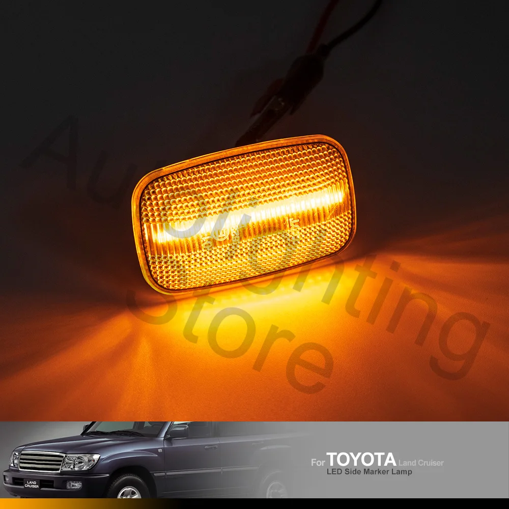 2Pcs LED Amber Side Indicator Light Turn Signal Lamp For Toyota Land Cruiser 70 80 100 Series 87-07 Prado 90 Series 96-02 Lexus