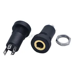 10PCS 3.5mm Audio Socket 4 Pole Black Panel Mount Gold Plated With Nuts Headphone Socket
