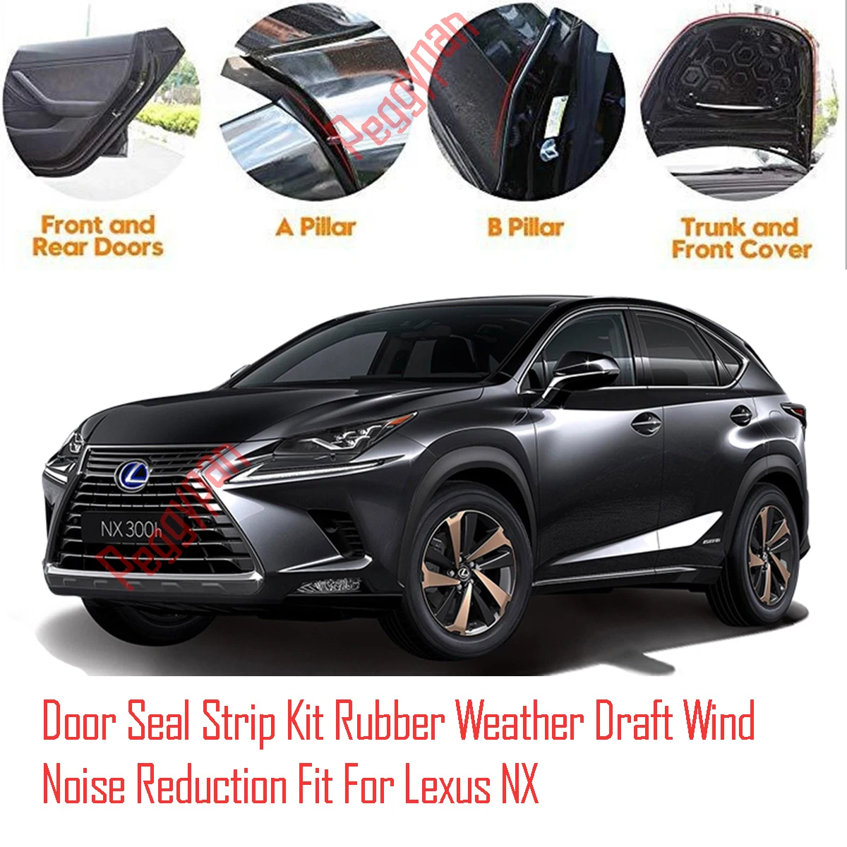 

Door Seal Strip Kit Self Adhesive Window Engine Cover Soundproof Rubber Weather Draft Wind Noise Reduction Fit For Lexus NX