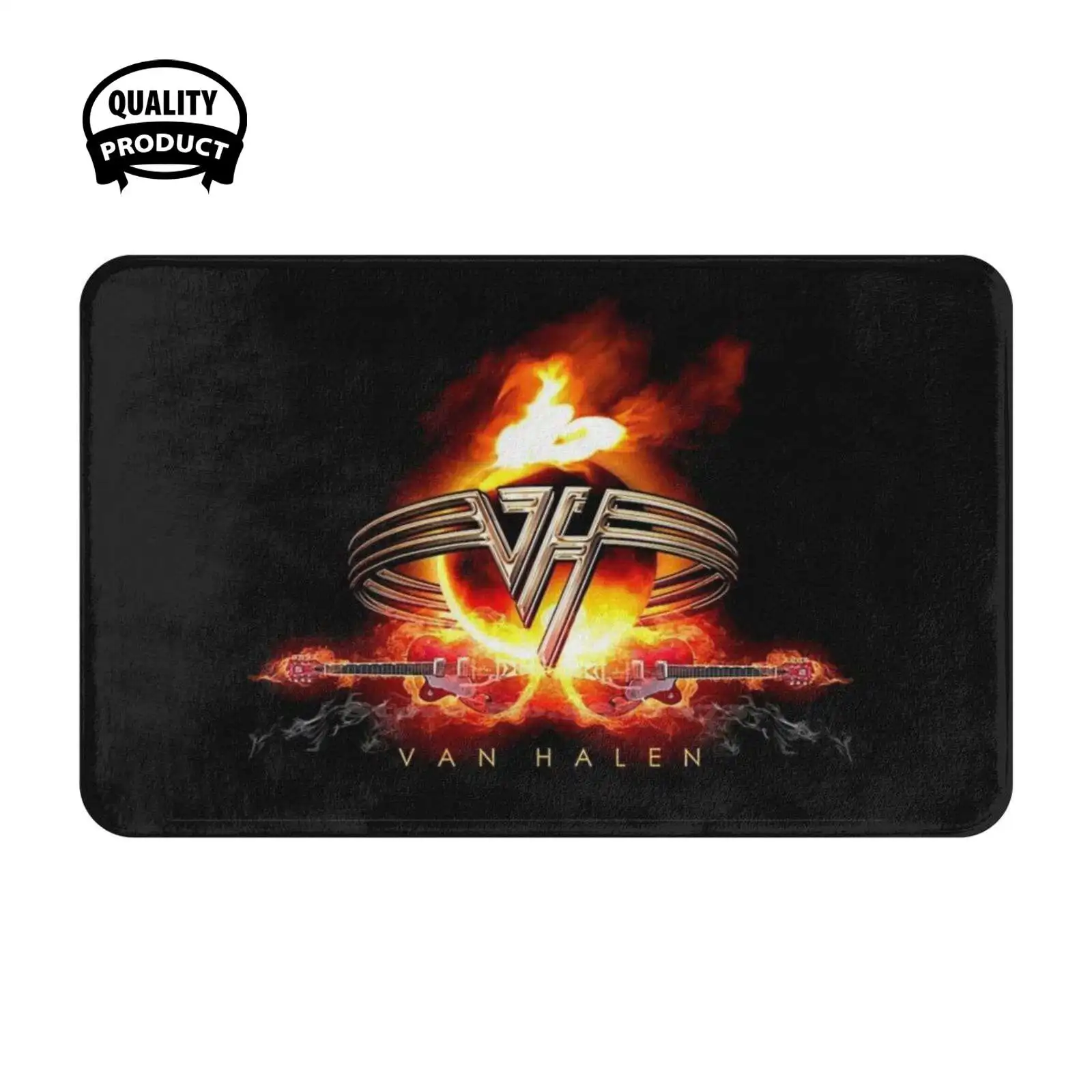 Fire Van Circle Soft Cushion Home Carpet Door Mat Car Rug Rip Eddie Halen Popular Eddie Halen Stuff Xmas Long Eddie Hallen