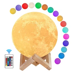 Mond Lampe Nacht Licht 3D Drucken Moonlight Timeable LED Dimmbare Wiederaufladbare Nachttisch Schreibtisch Lampe Dropship