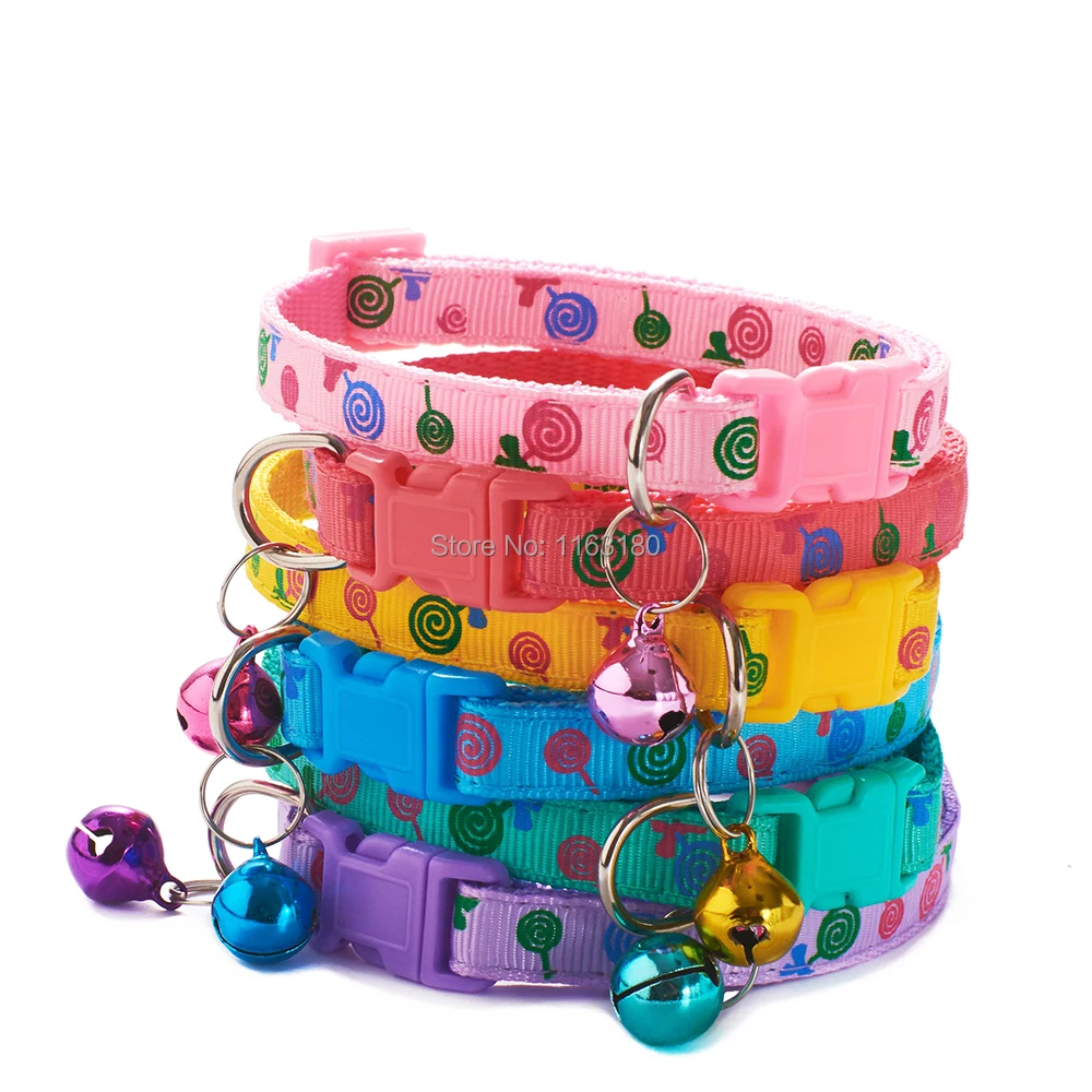 240pcs/lot  Wholesale Cat Collar with Bell Adjustable Buckle Collar Cat Pet Supplies Cat Accessories Small Dog Chihuahua Collar