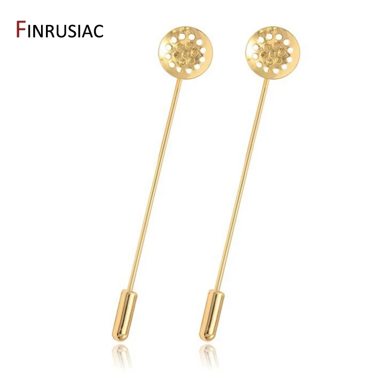 72mm 14K Real Gold Plated Safety Pin Brooch Base Accessories Brooch Blank Fittings Brooches Pins