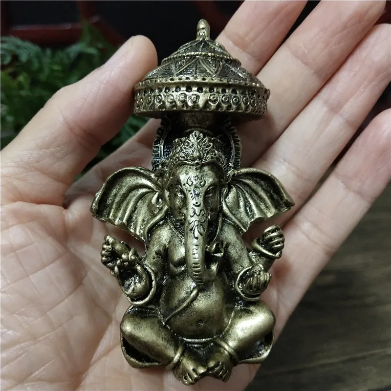 Ganesha Buddha Statues Home Decoration Bronze Color Resin Crafts Elephant Hindu God Sculpture Figurines Ornaments Lucky Gifts