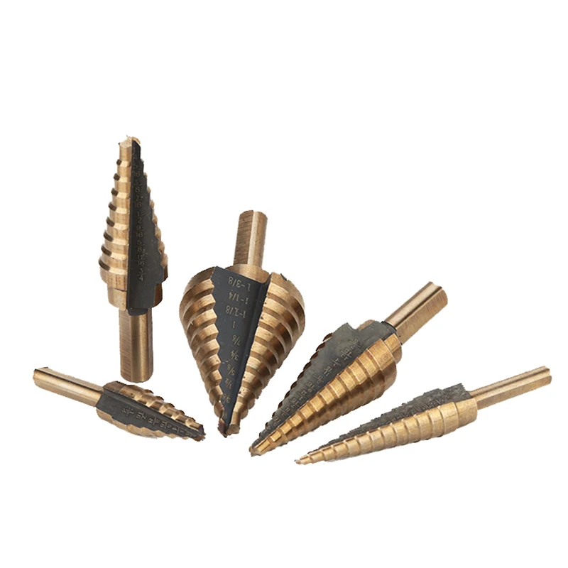 5pcs Cono Fresa Foro del Cono di Titanio Rivestito Step Punta Del Trapano In Metallo Hex Core Lavorazione Dei Metalli