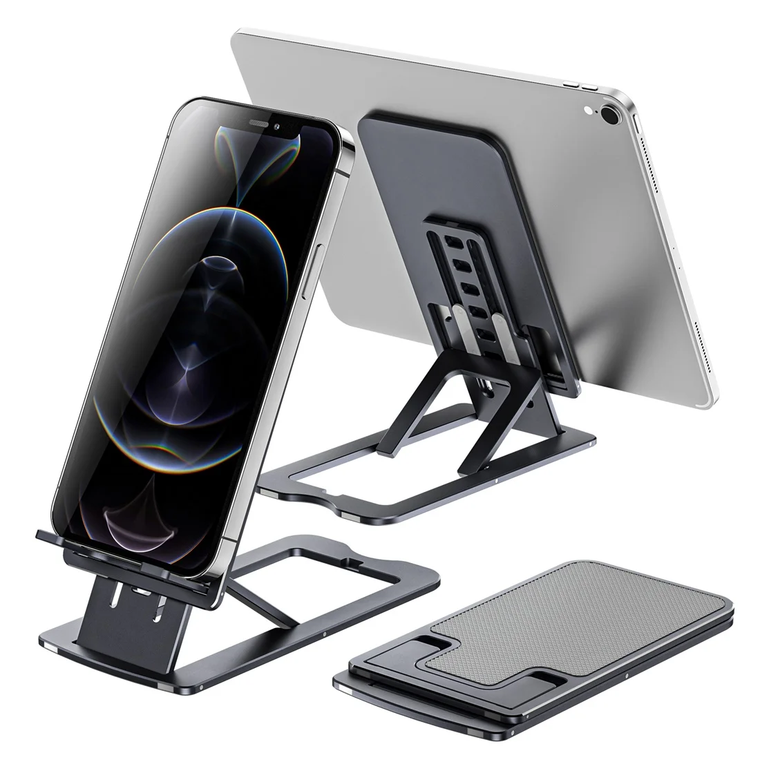 Metal Mobile Phone Stand Tablet Holder Desktop Adjustable Phone Holder for iPhone iPad Foldable Desk Holder Cell Phone Bracket