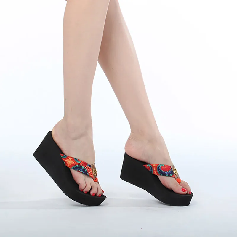 Boree Women Shoes Summer 2020 Bohemia Beach Sandals Wedge Platform Flip Flops Slides Outdoor Slippers sapatos das mulheres