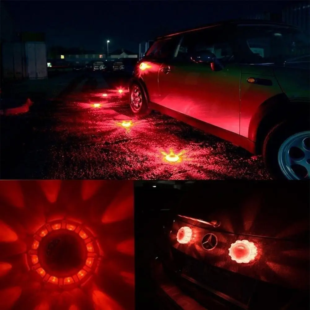 Magnetic Portable Orange Car Twinkle Star LED Road Flashing Warning Lights Roadside Safety Emergency Lamp Disc Beacon for Car