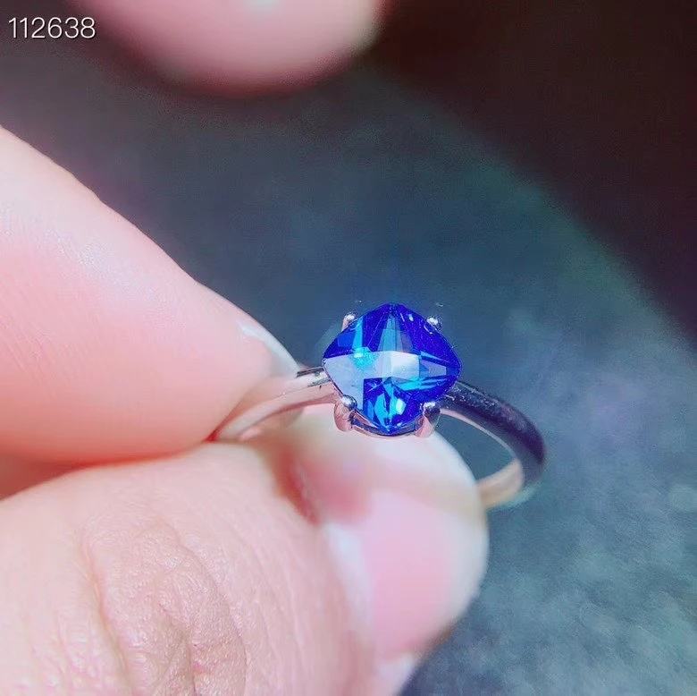 KJJEAXCMY fine jewelry natural blue topaz 925 sterling silver new women gemstone ring support test noble