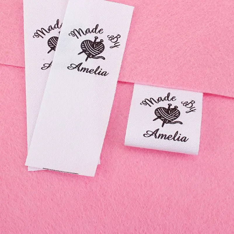 

Personalized Brand Clothing Tags, Business Name, Sewing Gift, White Fabric, Knitting Crochet (MD5036)