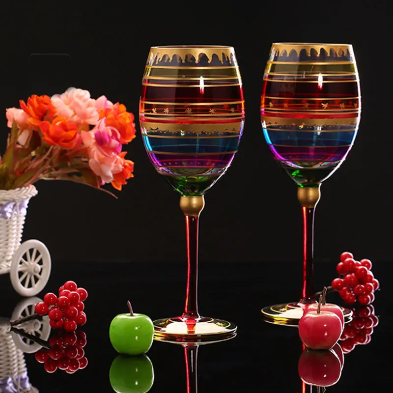 

400ml Printed Wine Glasses Creative Hand Painted Champagne Cup Goblet Lead-free Glass Cup Home Bar Wedding Party Drinkware Gifts