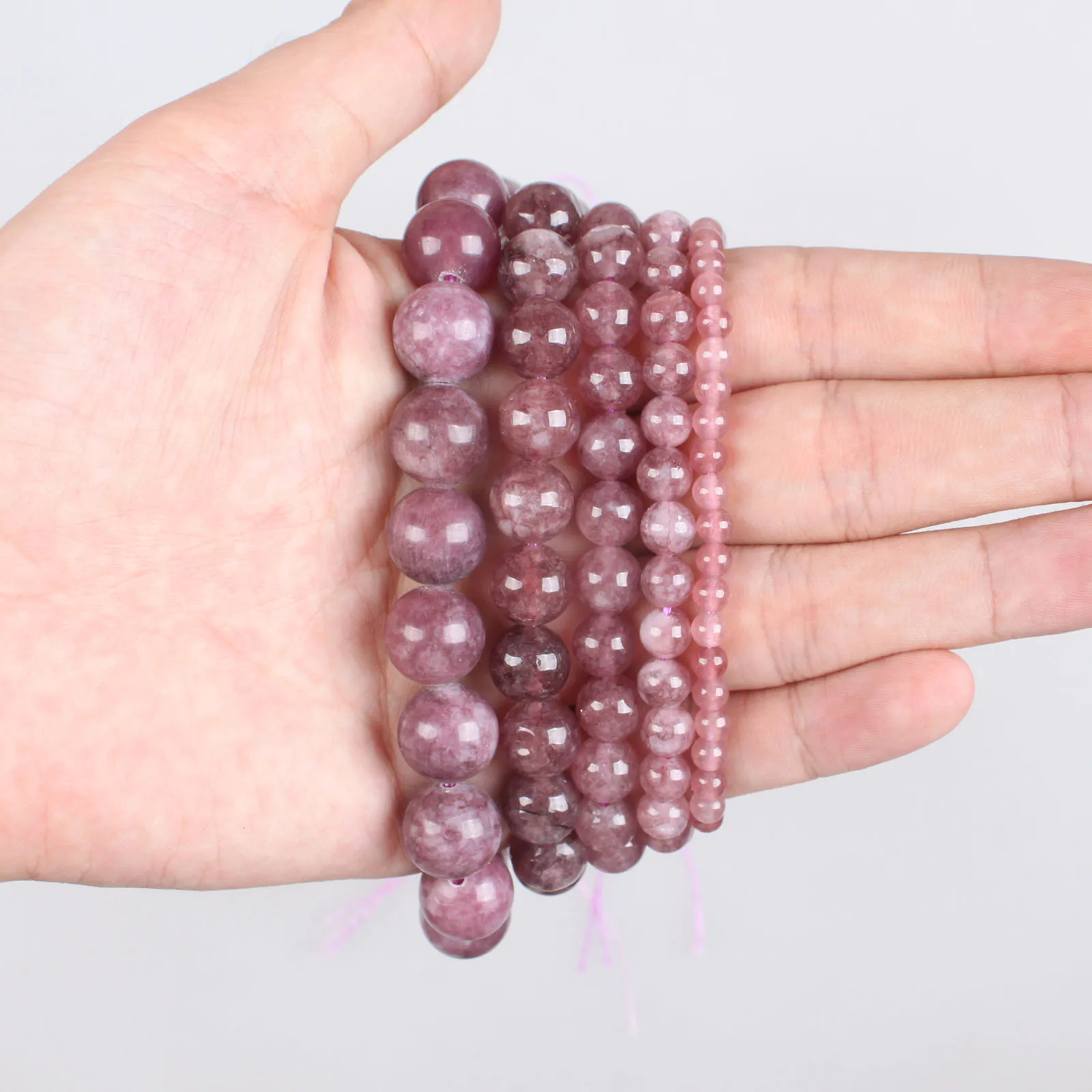 Natural Stone Beads Lepidolite Stone Round Loose Beads 4 6 8 10 12mm Beads For Bracelets Necklace Diy Jewelry Making