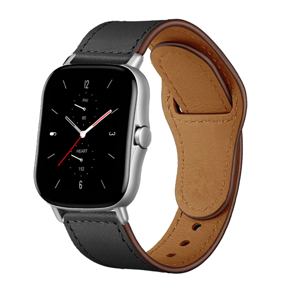 20mm/22mm leather band For Amazfit GTS/2/2e/GTS2 Mini/GTR 3/Pro 47mm/GTR2/2e/stratos 2/3 Sport Watch Bracelet Amazfit bip strap