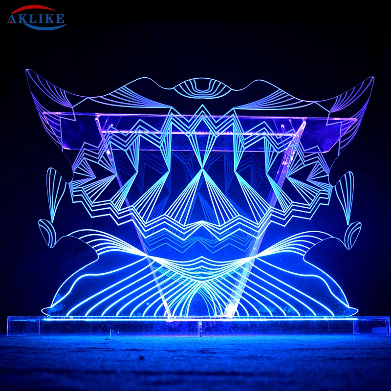 2024 AKLIKE Organic Glass Fashionable Bar DJ Table Acrylic Led Illuminated DJ Table For Night Club Customized Size Dj Table