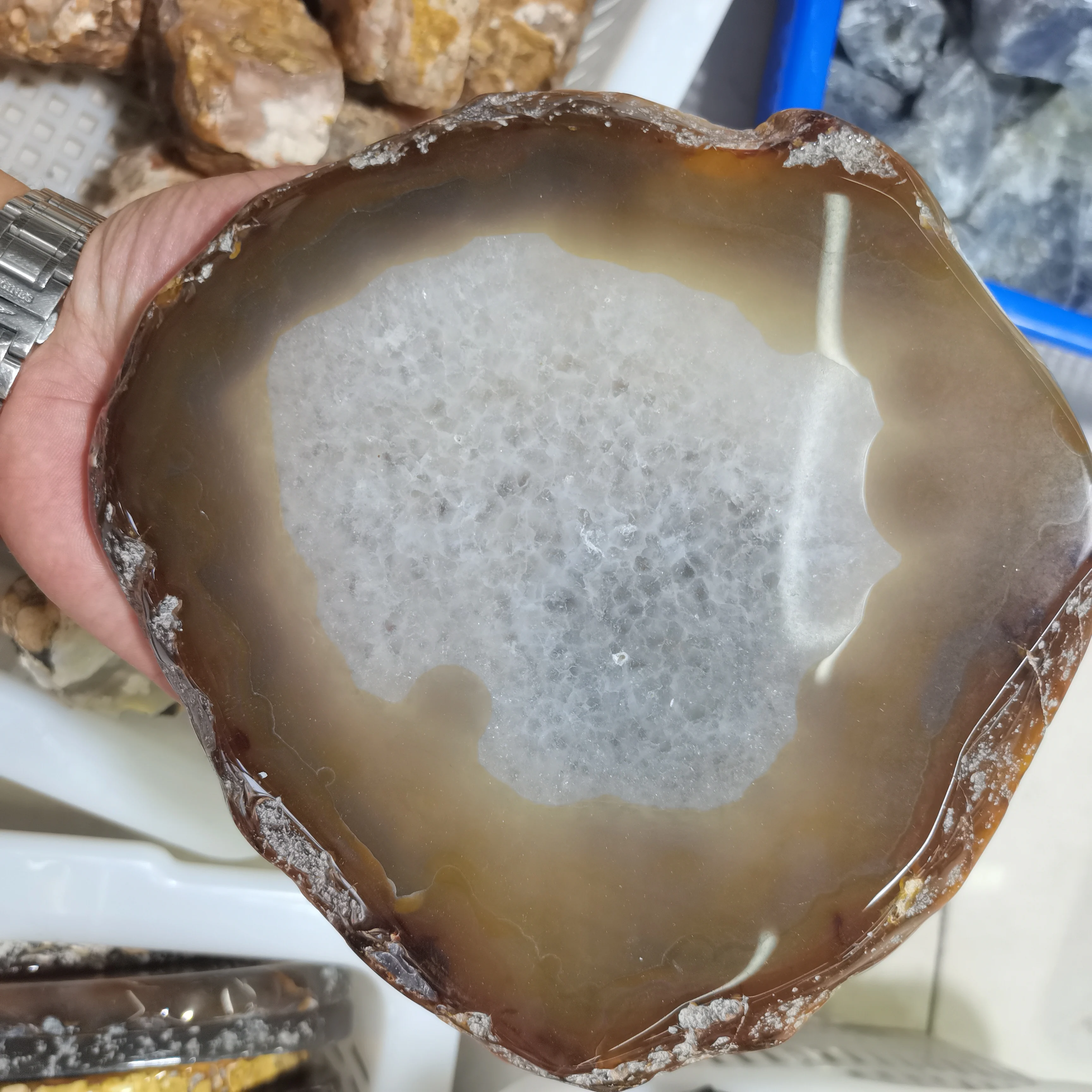 

Big Size Natural Original grey agate Crystal gemstone slice coaster meditation reiki healing round shape agate for home decor