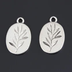 30pcs Silver Color 21x14mm Bamboo Leaf Charms Specimen Geometric Pendant For DIY Handmade Metal Jewelry Making Accessorie