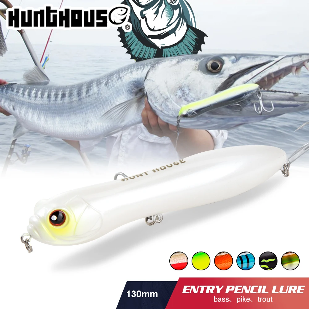 HuntHouse Pencil lure long casting fishing Bass Pike lure Crazy snake head lure surface darter sound loud