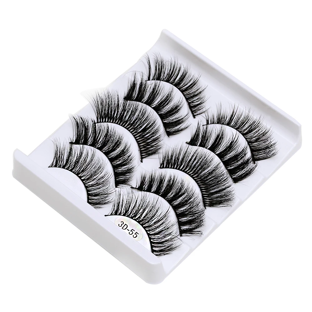 5 Pairs/set Natural Thick Handmade 3D False Eyelashes Trendy Comfortable Fake Eyelashes Lashes Extension Supplies Big Eye Tools