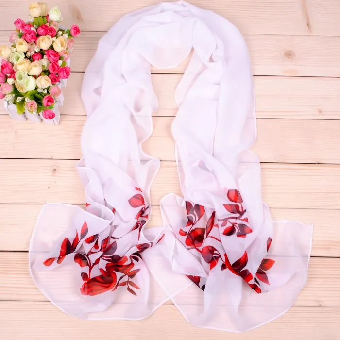 New Women Chiffon Silk Scarfs Fashion Spring Square Polyester Scarves Print Flowers Shawl Summer Shawls and Hijabs