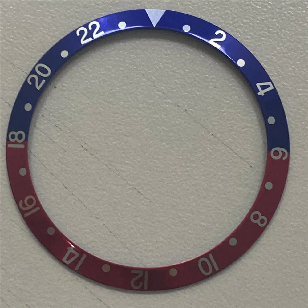 36.5mm Watch Bezel Aluminum Insert Ring 30.6mm Inner Diameter Replacement Black/Green/Red/Blue Bezels for Wristwatch Accessories