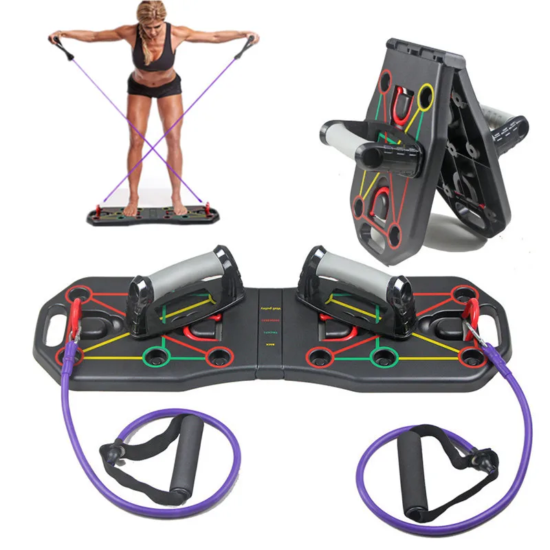 9 in 1 Push Up Board with Instruction Print Body Building Fitness Exercise Tools Men Women Push-up Stands For GYM Body Training