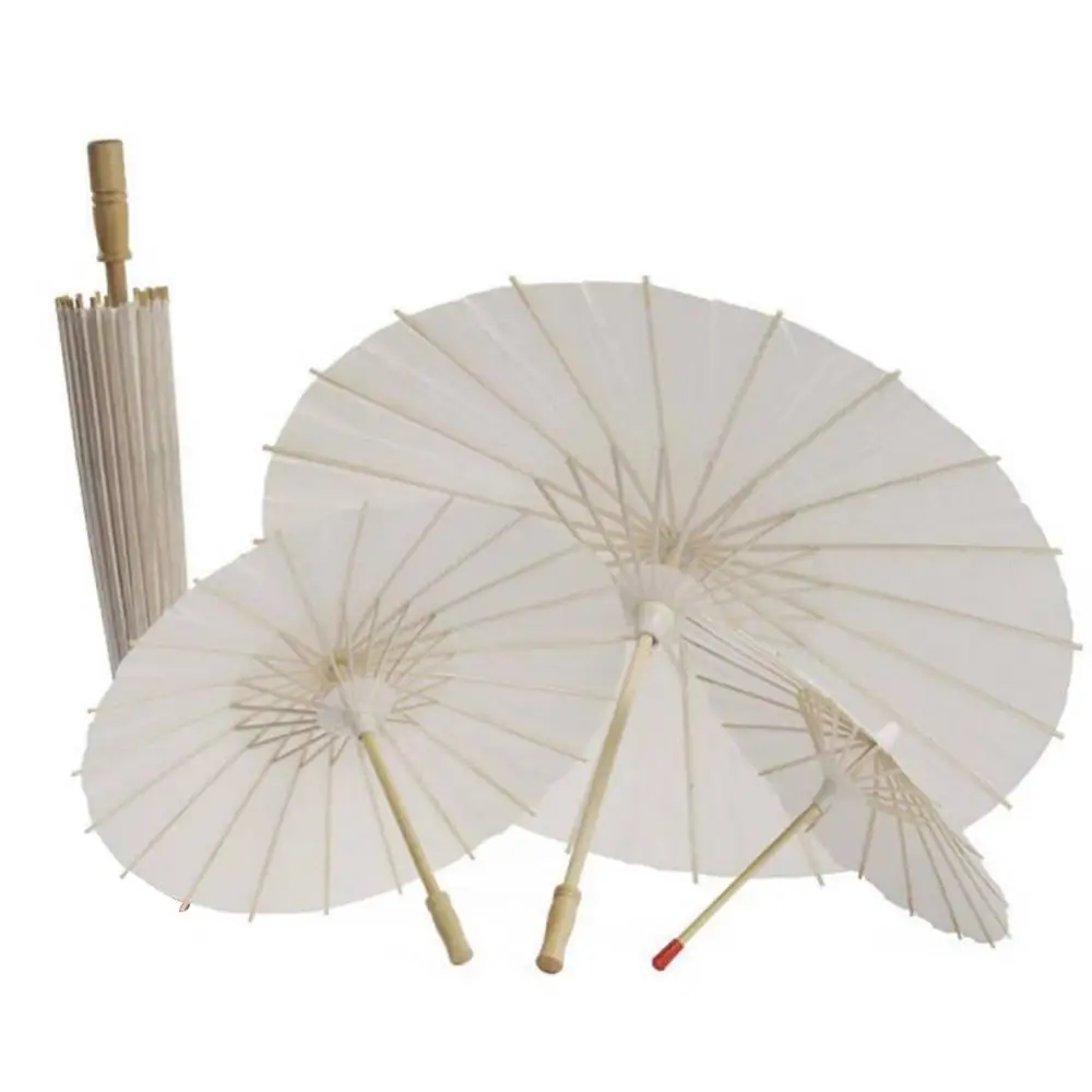 White Paper Parasol Craft Decorative Chinese Japanese Paper Umbrella for Baby Shower Anniversary Wedding Birthday Shoot Par