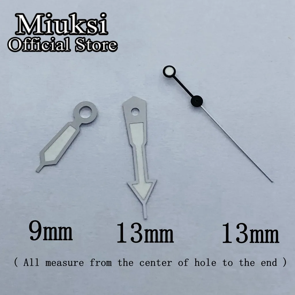 Miuksi silver watch hands green luminous hands fit NH35 NH36 ETA2824 2836 Miyota8215 8205 821A Mingzhu DG2813 3804 movement