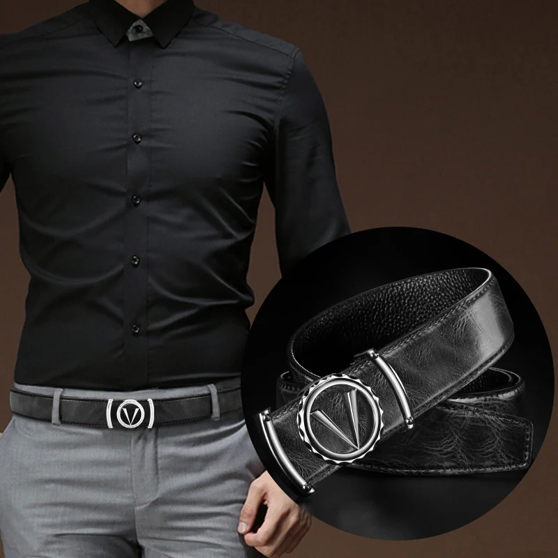 

V Buckle Belt Men's Classic Exquisite Belt High Quality Fashion New Designer Men's Luxury Belt Leather Alloy Ceinture