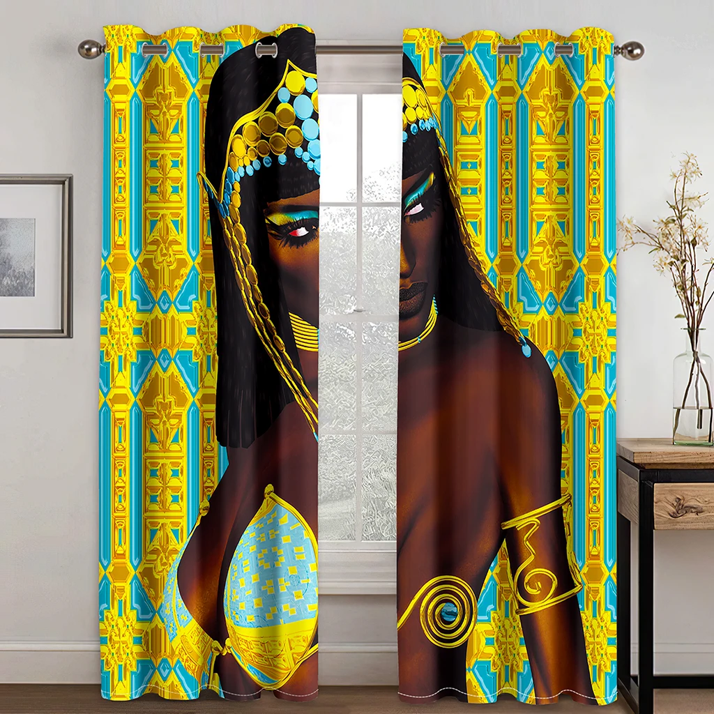 African Ancient Blackout Curtains Retro Egyptian Kids Teens Bedroom Window Curtain Decor Living Room Drapes(2Panels)Cortinaカーテン