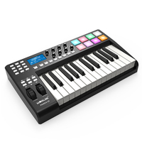 WORLDE Mini 25-Key MIDI Controller Compact USB MIDI Keyboard Controller 8 RGB Colorful Backlit Trigger Pads with USB Cable