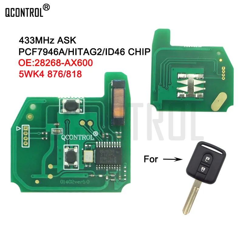 QCONTROL Car Remote Key Circuit Board for NISSAN Cabstar F24M Micra K12 Navara D40M Note E11 NV200 M20M Patrol Y61 Qashqai J10