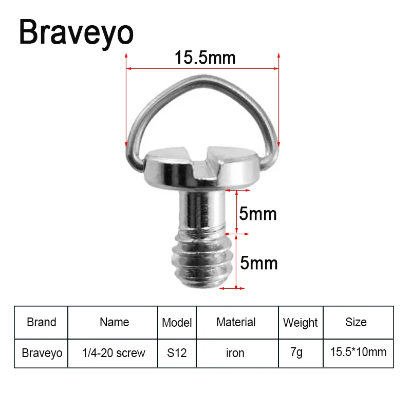 1/4 Inch Screw D-ring Camera Screw Quick Release Plate Mount Tripod Monopod Ballhead Photo Photography Fixed Adapter For Dslr