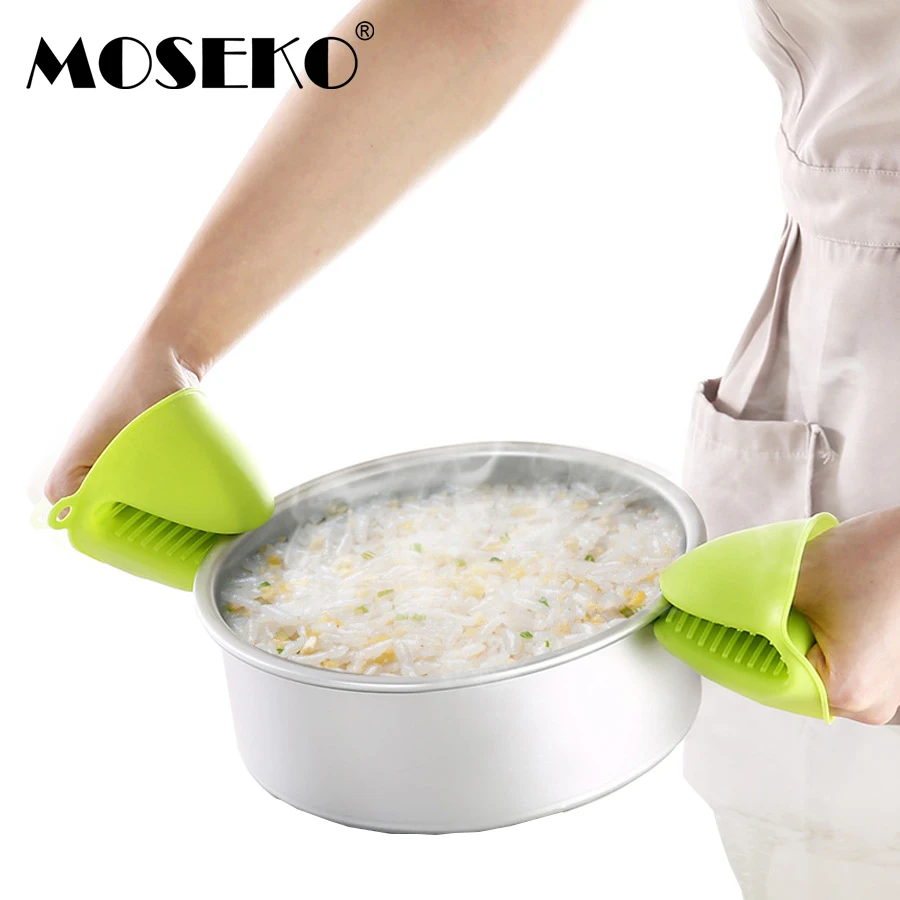 

MOSEKO 1Pc Kitchen Silicone Heat Resistant Oven Mitts Cooking Baking Gloves Insulation Non Stick Anti-slip Pot Bowel Holder Clip