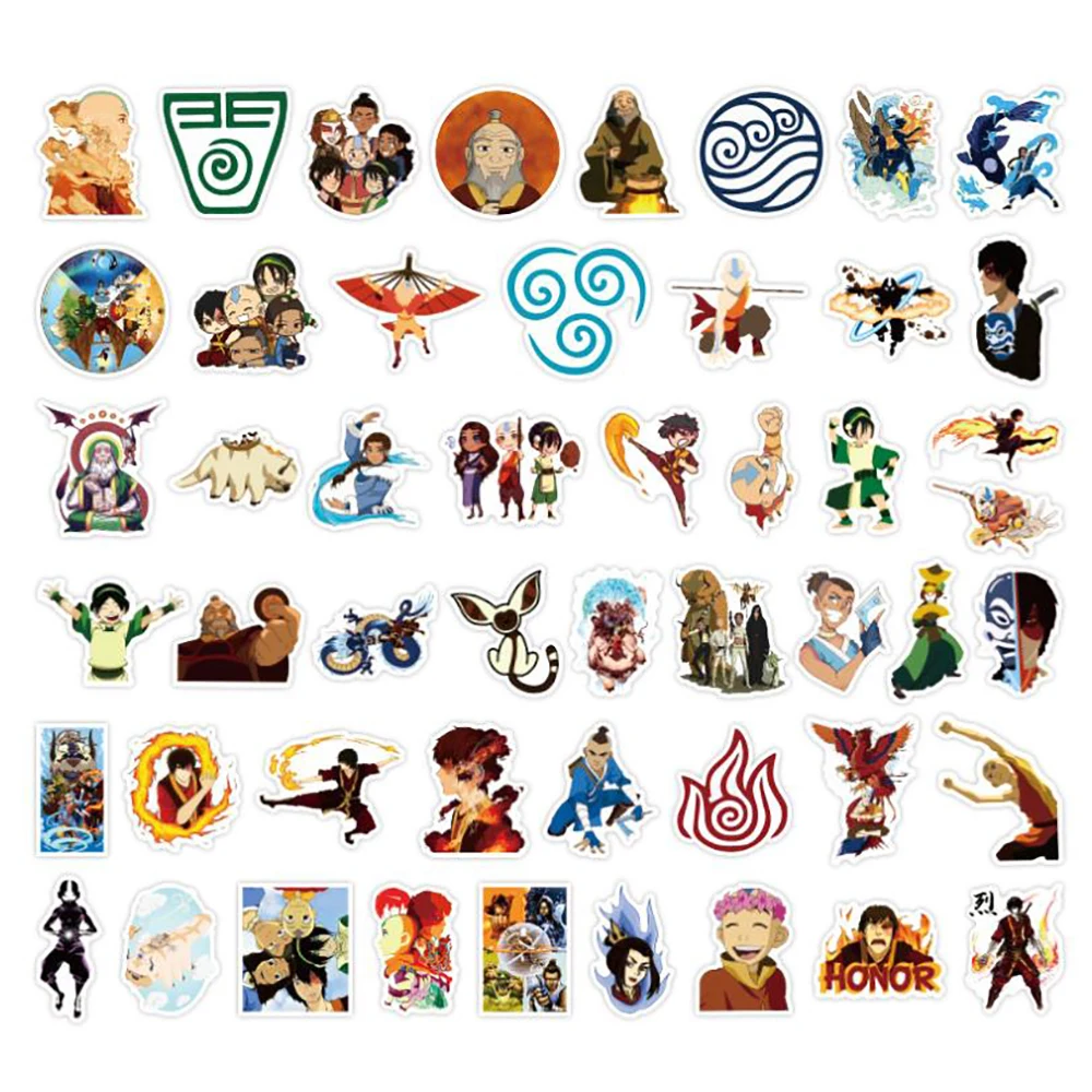 50PCS Avatar The Last Airbenders  Stickers for Children Pegatina DIY Stationery  Skateboard Laptop Sticker