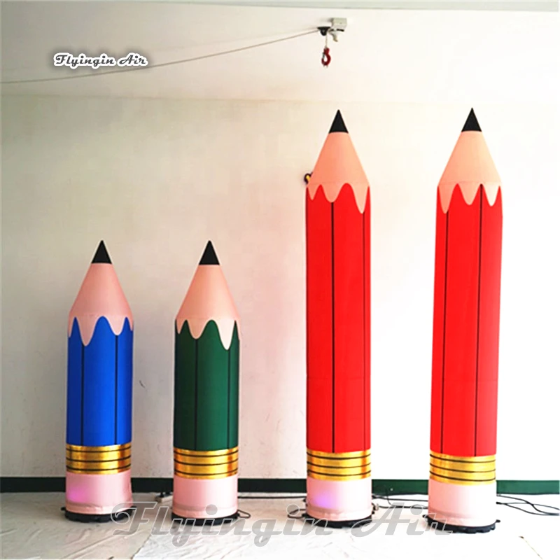 Customized Stationery Replica Advertising Inflatable Pencil Balloon Lighting Air Blown Pencil Tube For Shop Decoration