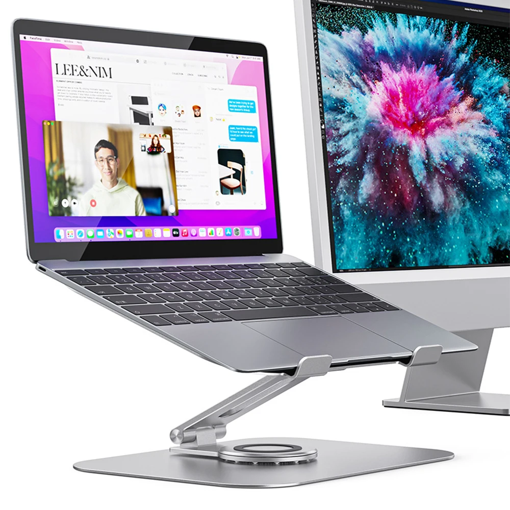 Aluminum Alloy Foldable Adjustable Height 360 Degree Rotating Laptop Stand For MacBook Air Xiaomi Samsung Dell ASUS HP Computer