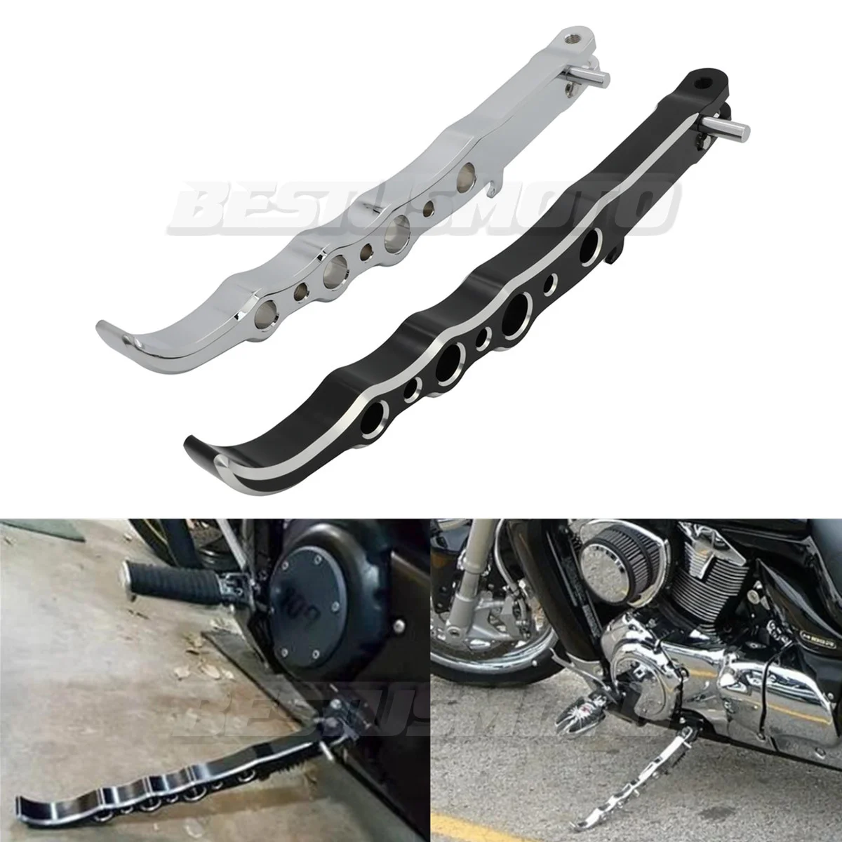 Motorcycle Exotic Style Long Kickstand Kick Side Stand Foot Support For Suzuki Boulevard M109R VZR1800 2006-2019 2020 2021 2022